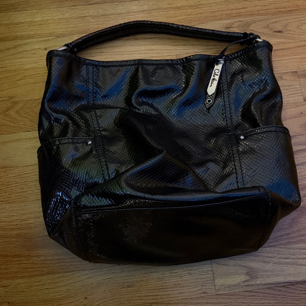 Cole Haan Shiny faux skin Black Hobo Bag